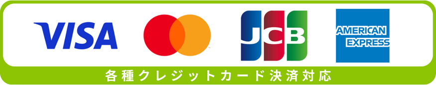 各種クレジットカード決済対応 VISA MasterCard JCB AMERICAN EXPRESS